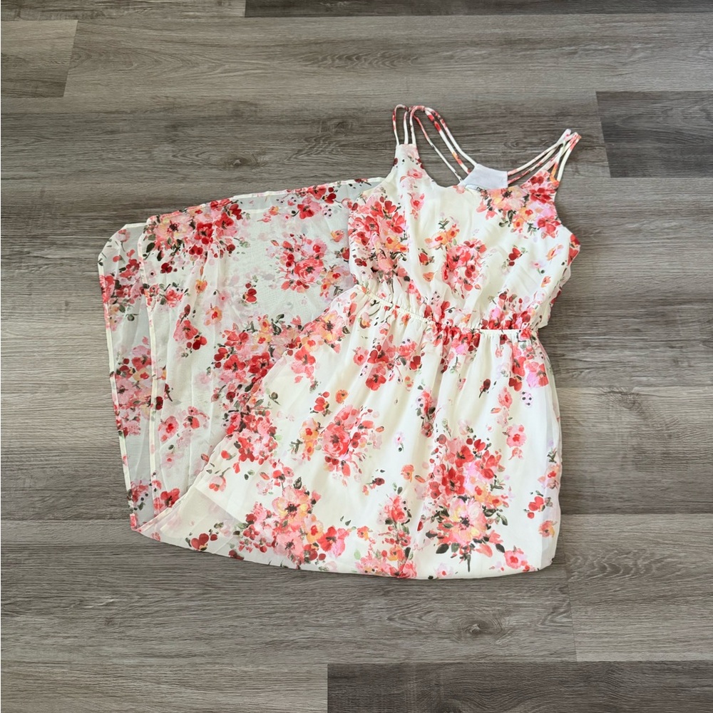 Papaya floral lined maxi summer dress small